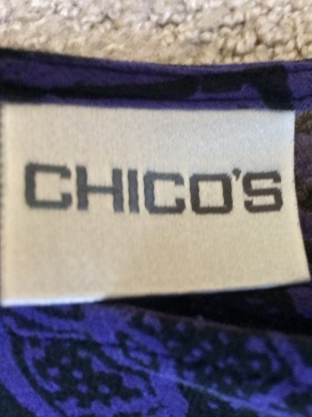 Chico’s Black and Purple Long Sleeve Sheer Silk Asymmetrical Top - Picture 11 of 16